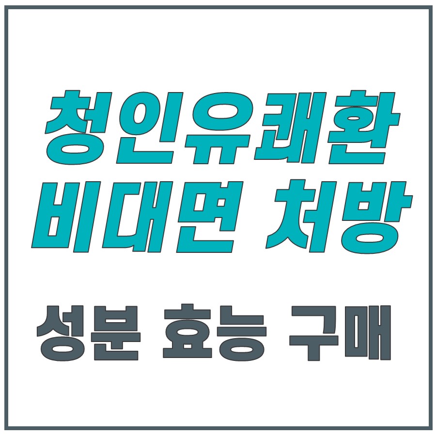 청인유쾌환 비대면 처방, 성분, 효능, 구매 문구가 적힌 이미지