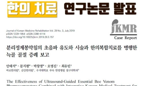 초음파 유도 시술과 한의 복합 치료를 병행한 늑골 골절 증례 보고 연구 논문 표지