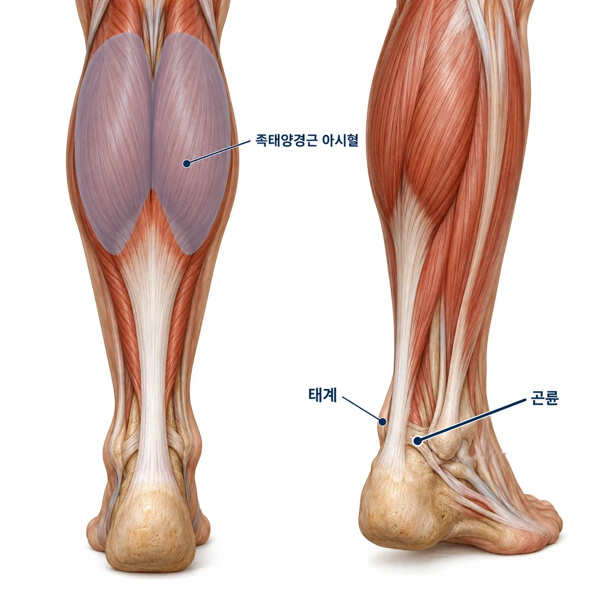 족태양경근 아시혈, 태계, 곤륜 등 아킬레스건병증 치료 표적 경혈 위치