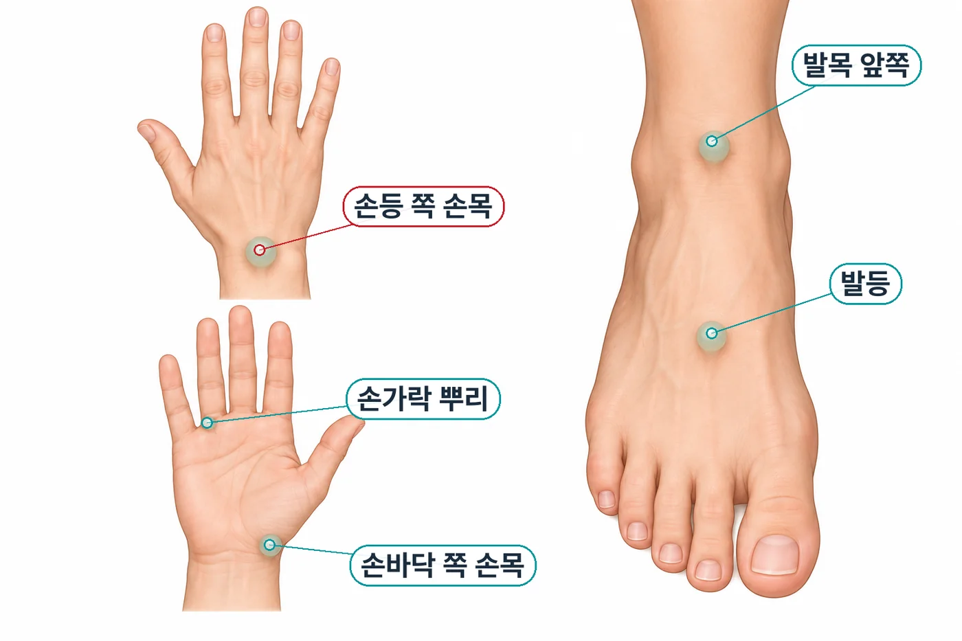 결절종이 잘 생기는 자리: 손등 손목, 손바닥 손목, 손가락 뿌리, 발등과 발목 앞